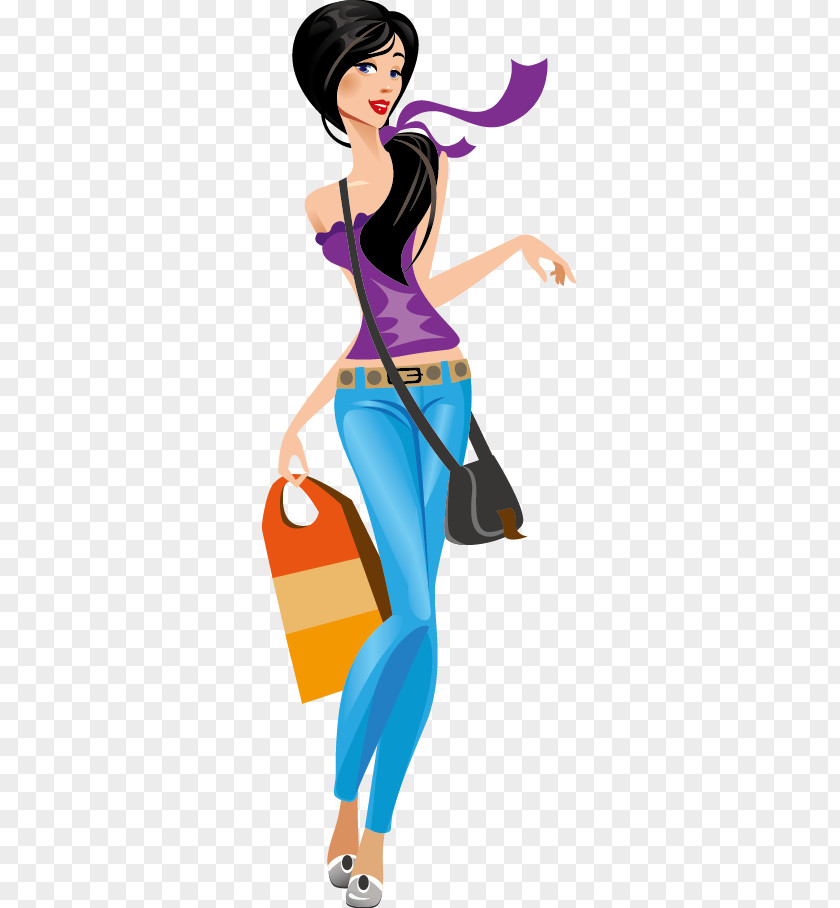 Beautiful Models Fashion Shopping Woman Clip Art PNG