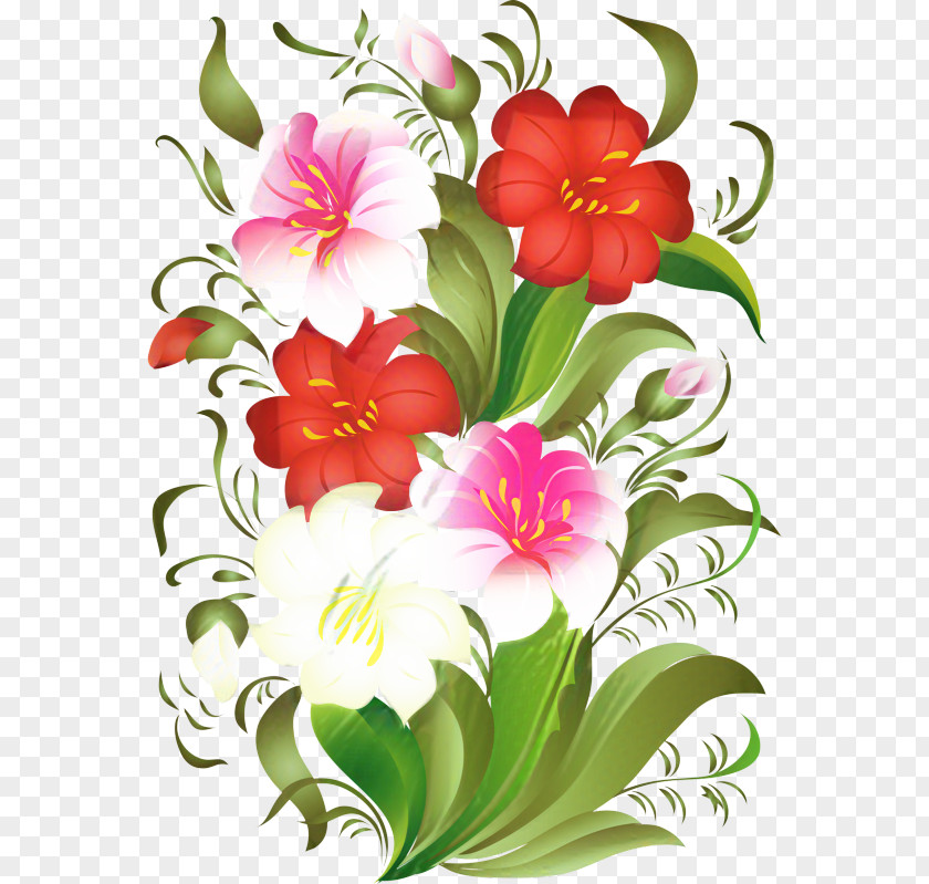 Stargazer Lily Cut Flowers Watercolor Flower Background PNG