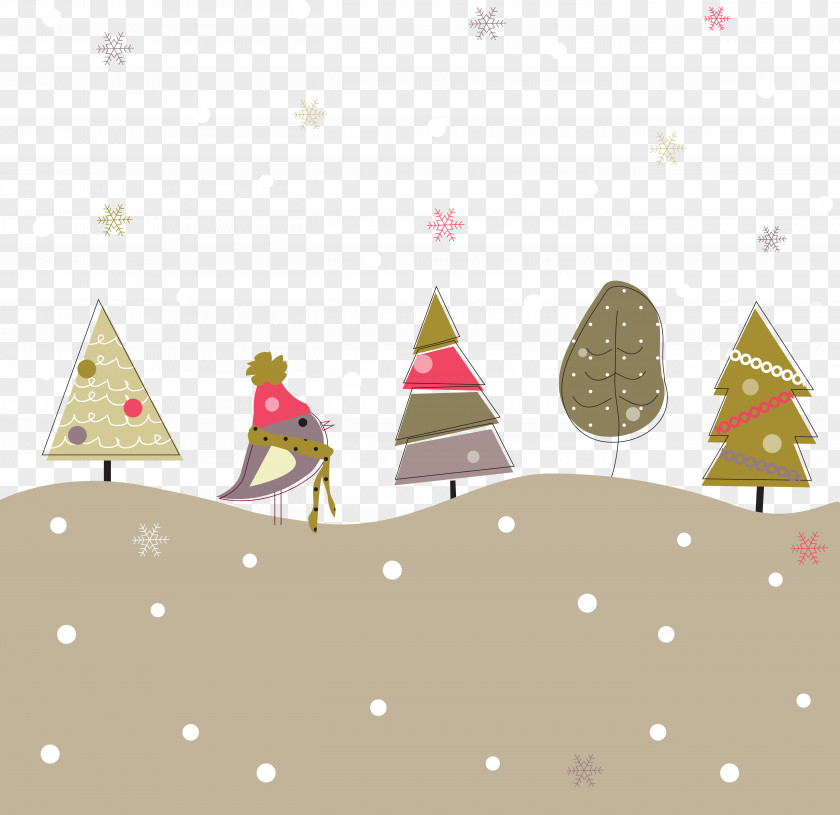 Vector Material Snow Christmas Tree New Year Ornament Clip Art PNG
