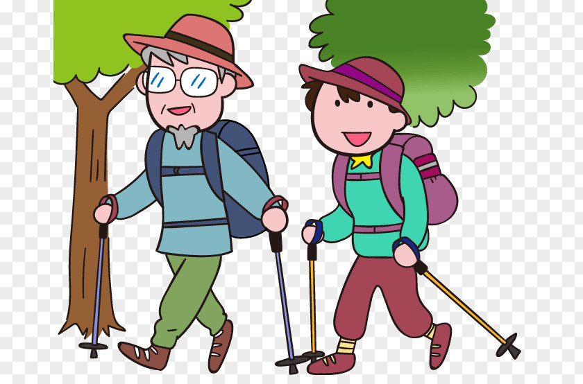 Clip Art Illustration Hiking Poles Trekking Image PNG