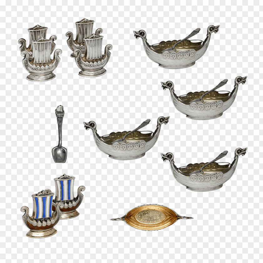 Viking Ship Salt Cellar Tableware And Pepper Shakers Glass PNG