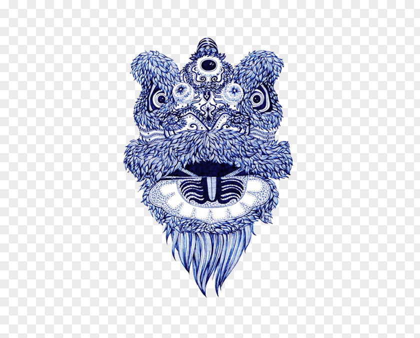 Blue Lionhead Lion Dance China Clip Art PNG