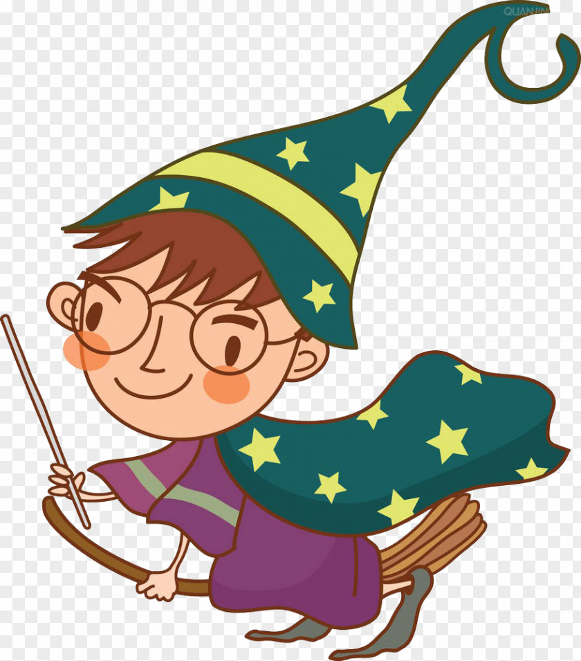 Sitting On The Broomstick Wizard Download Cartoon PNG