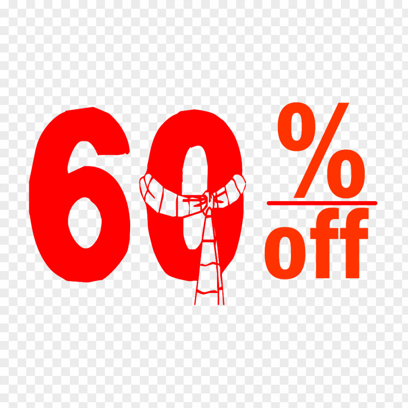 Christmas 60% Discount Tag. PNG
