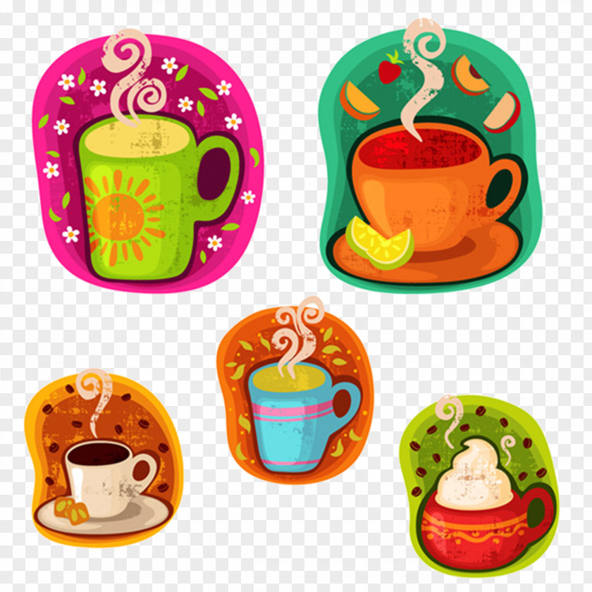 Creative Coffee Cup Green Tea Drink Clip Art PNG