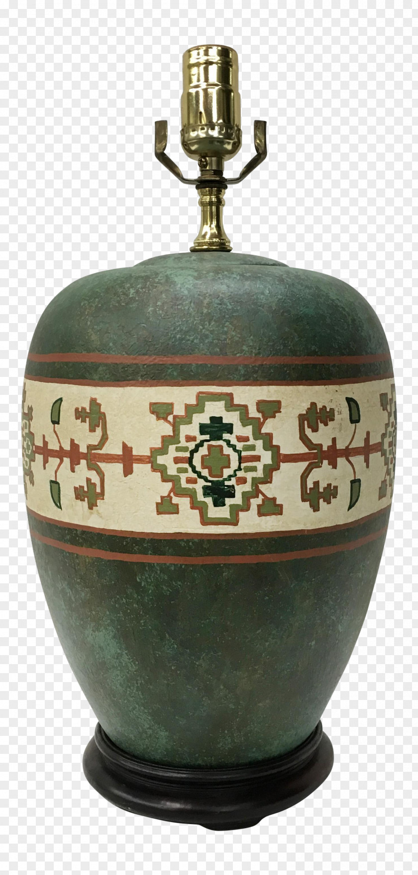 Hand Painted Lamp Ceramic Urn Pottery Lid PNG