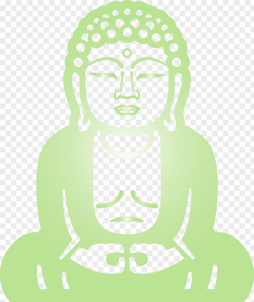 Green Head Meditation Smile PNG