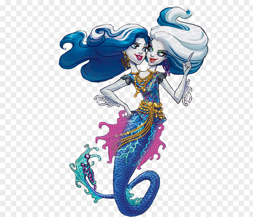 Doll Monster High: Ghoul Spirit High Great Scarrier Reef Peri & Pearl Serpentine Lagoona Blue PNG