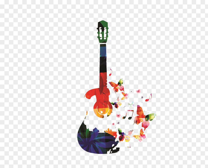 Guitar Musical Instrument Illustration PNG instrument Illustration, music, multicolored floral guitar illustration clipart PNG