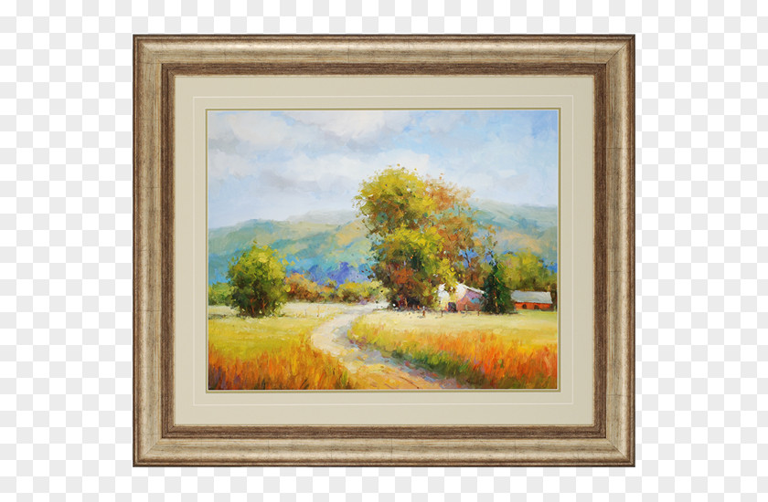 Road Scenery Watercolor Painting Oil Art Picture Frames PNG