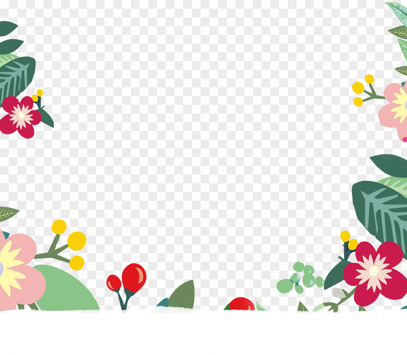 Cartoon Floral Frame Material Design Flower PNG