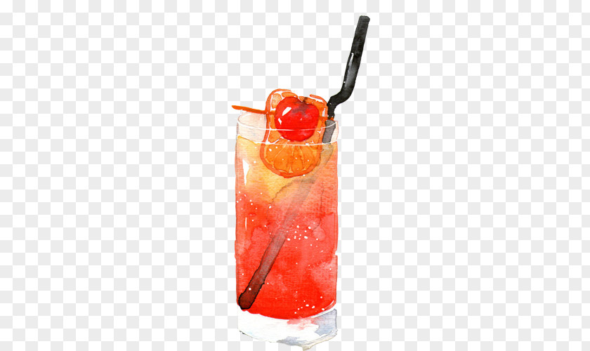 Hand-painted Cherry Juice Stock Image Cocktail Drink Food PNG