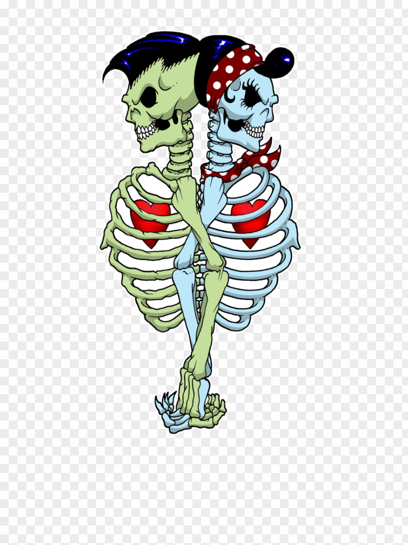 Skeleton Rockabilly Cartoon Tattoo PNG