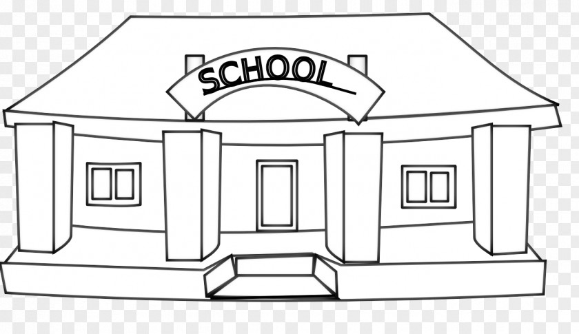 White Building Cliparts School Black And Escuela Clip Art PNG