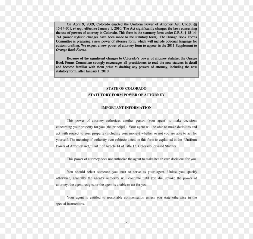 Power Of Attorney Form Revocation Document Colorado PNG