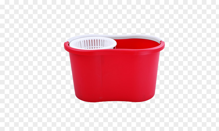 Thick Red Rectangle Wash Mop Bucket PNG