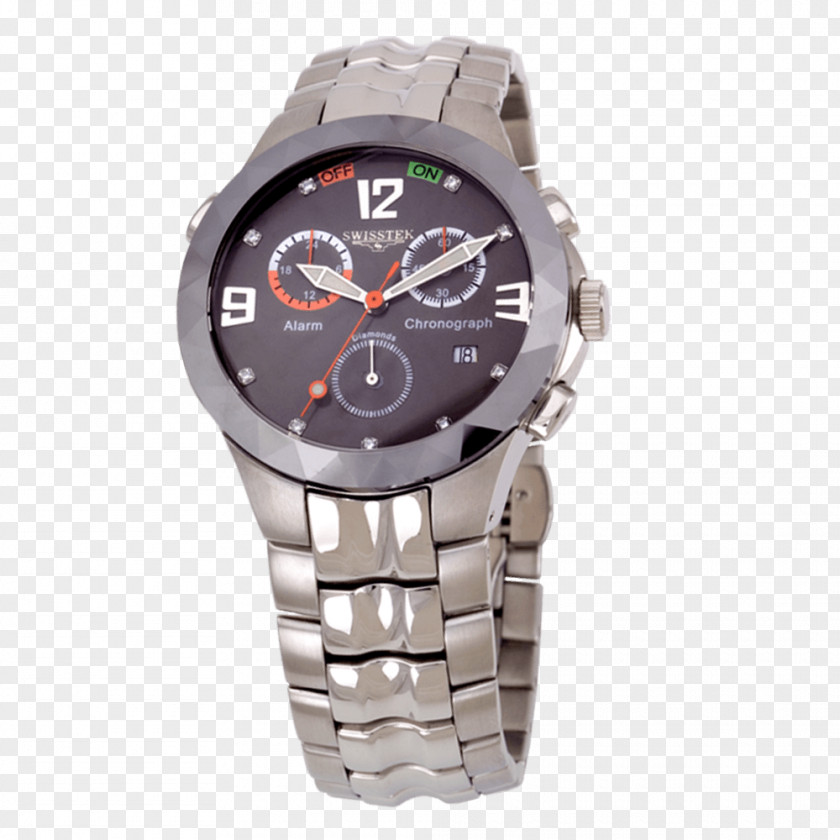 Alarm Watch Steel Strap PNG