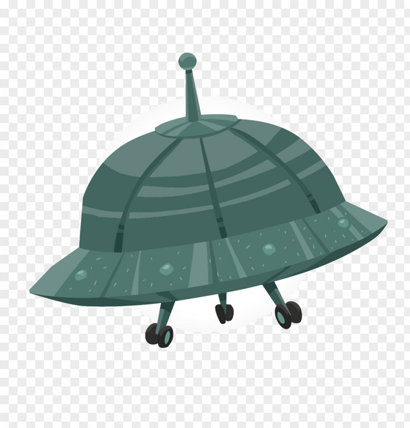 Green UFO Unidentified Flying Object Saucer Cartoon Illustration PNG