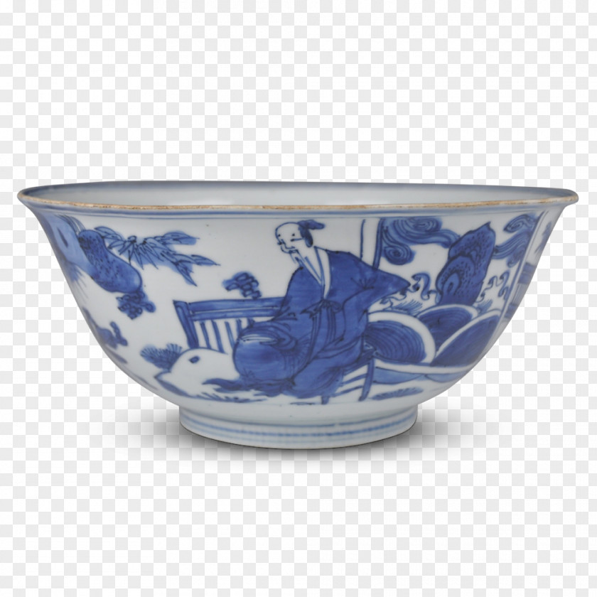 Blue And White Pottery Bowl Porcelain Ceramic Kraak Ware PNG