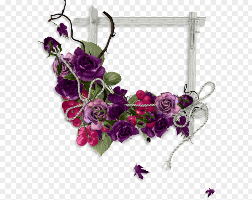 Purple Rose Flower Border Paper PNG