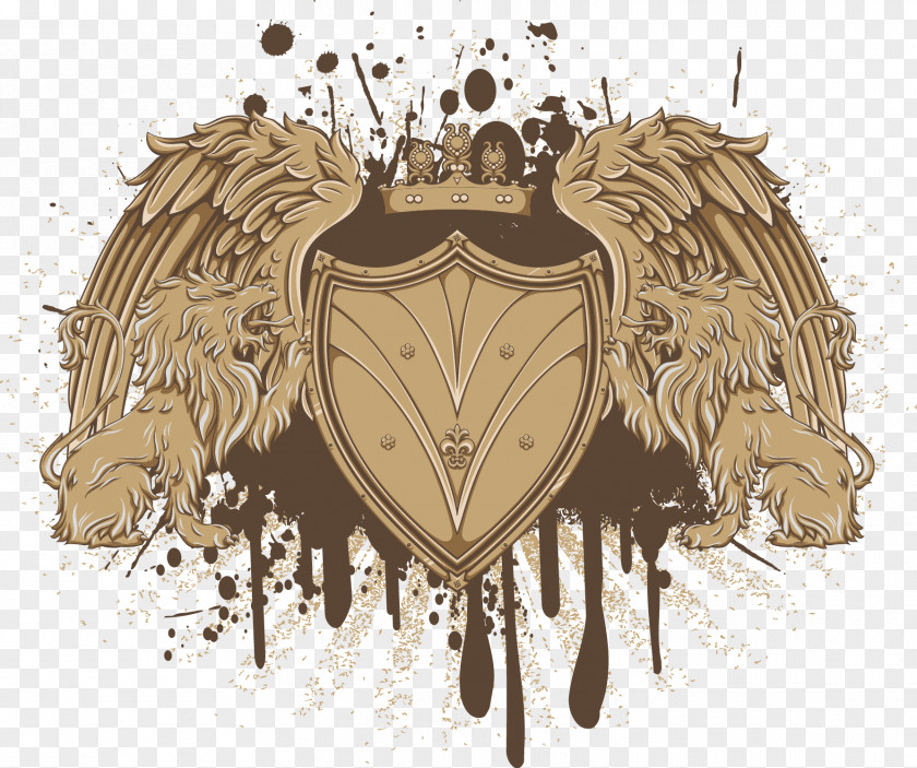 Brown Wings Shield T-shirt Heraldry Escutcheon PNG