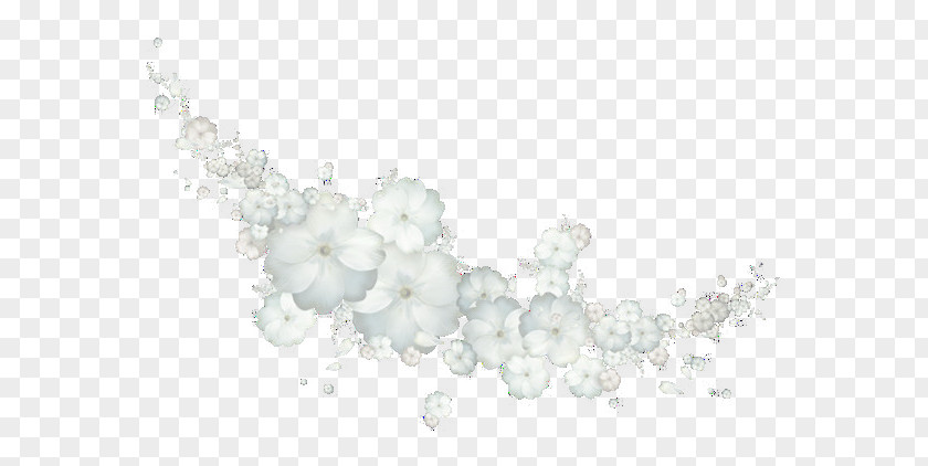 White Flowers Pattern Decorative Embellishment Material Necklace Pearl Body Piercing Jewellery PNG
