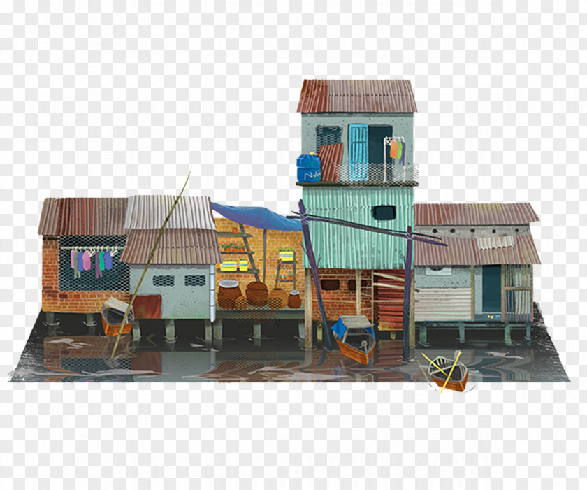 Water Small Town Life Material Ho Chi Minh City Drawing Art Painting Illustration PNG