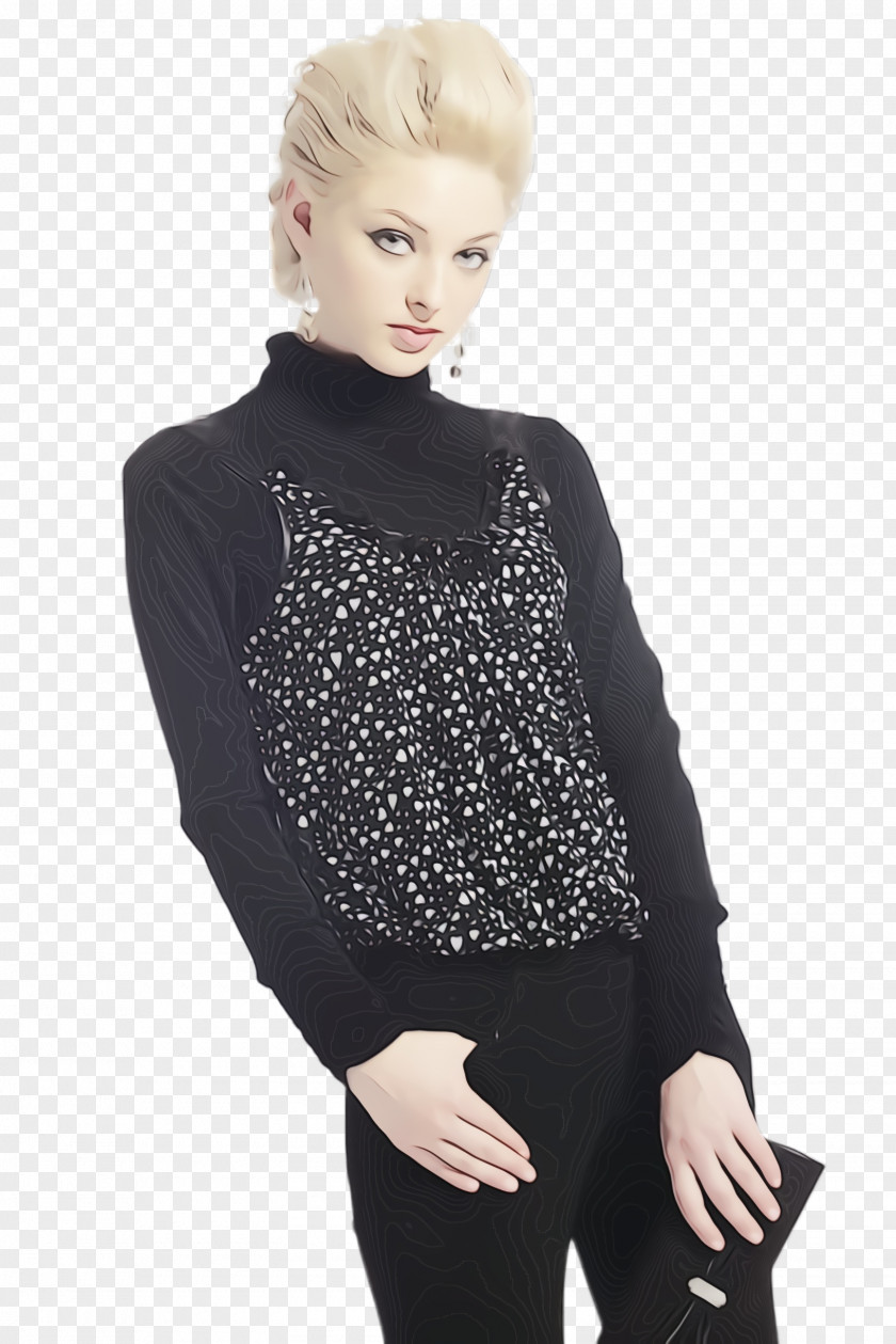 Wool Blouse Clothing Black Neck Sleeve Outerwear PNG
