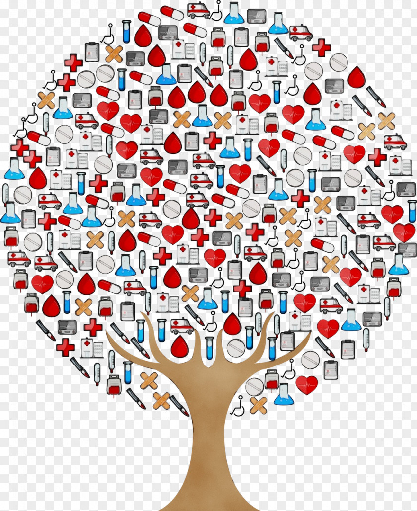 Line Heart Tree World PNG