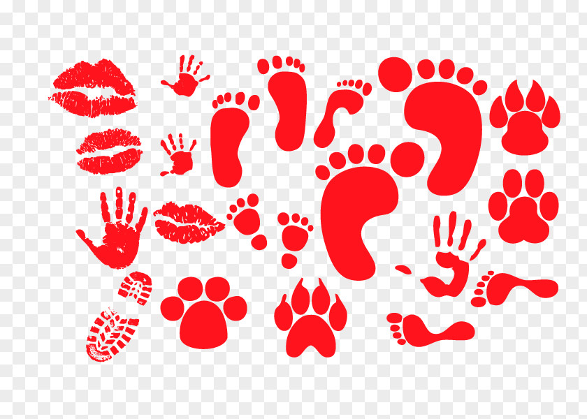 Lip Footprints Handprints Shoeprint Vector Material Footprint Animal Track Graphic Arts Clip Art PNG