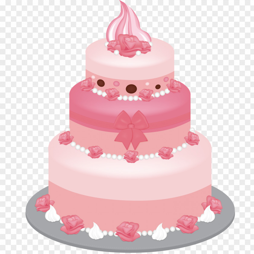 Pink Cake Birthday Icing Layer Wedding PNG