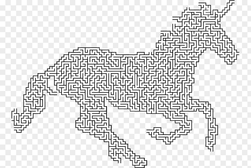 Ornamental Maze Silhouette Line Art PNG