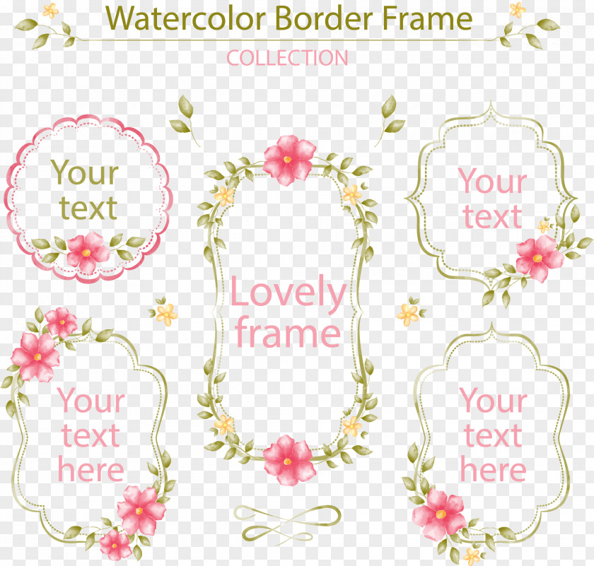 Vector Hand-painted Flower Label Watercolor Painting PNG