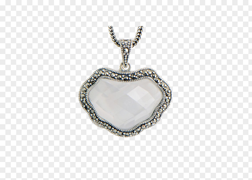 Silver Edge Drops Safety Lock Locket Chain PNG