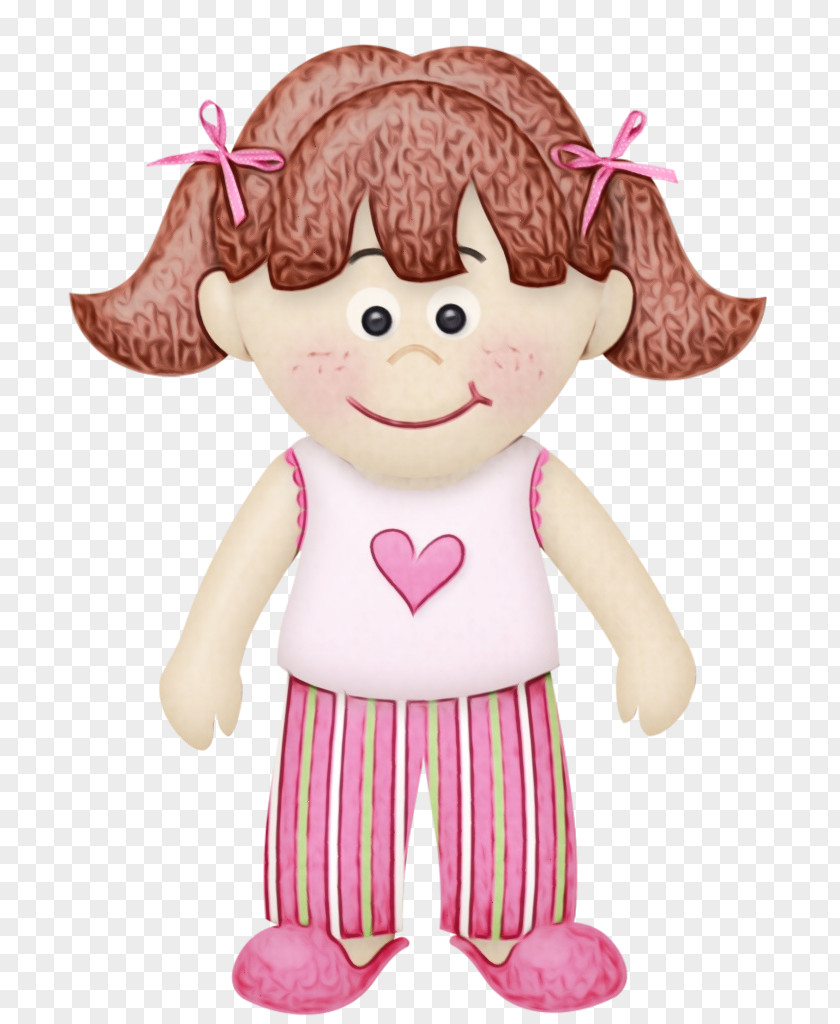 Fictional Character Brown Hair Cartoon Pink Doll Toy Angel PNG