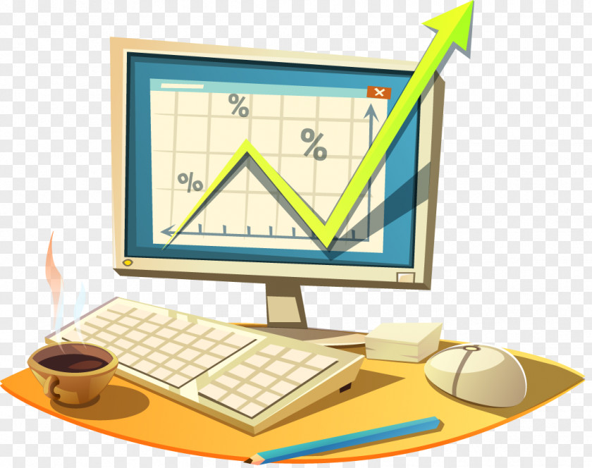 Cartoon Computer Reports Icon PNG