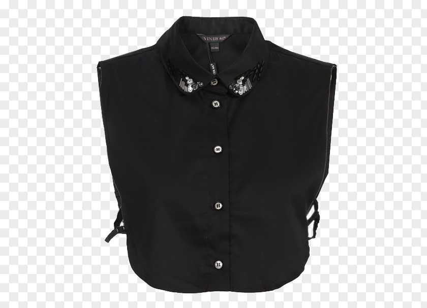 Fashion Classic Black And White Beading False Collar Shirt Chemise Blouse PNG