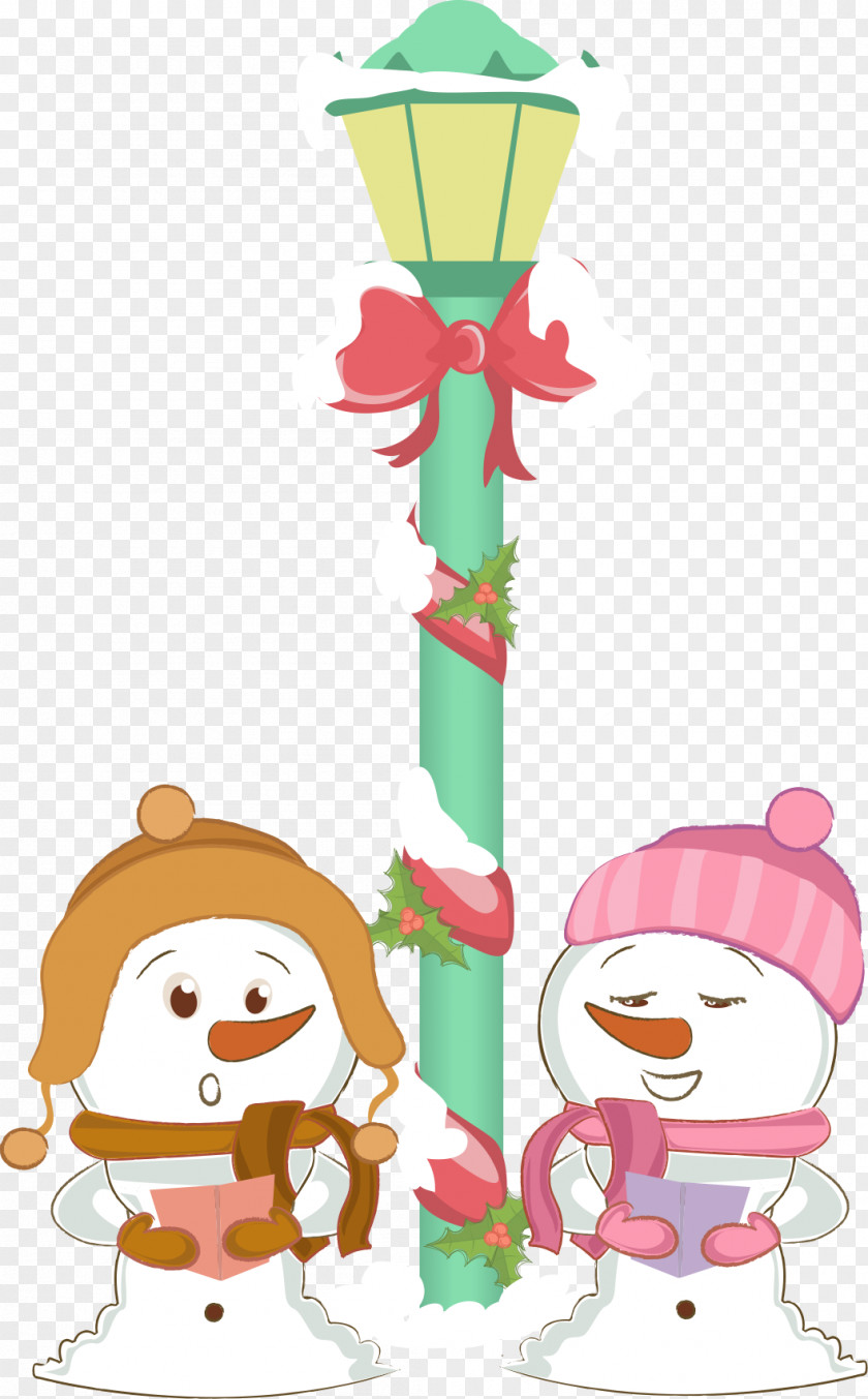 Christmas Lights With Snowman Illustration PNG