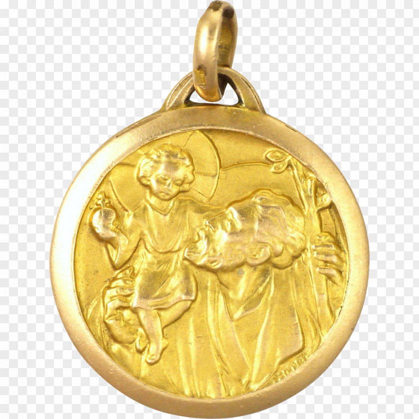 Classical Medal Gold Saint Baptism PNG