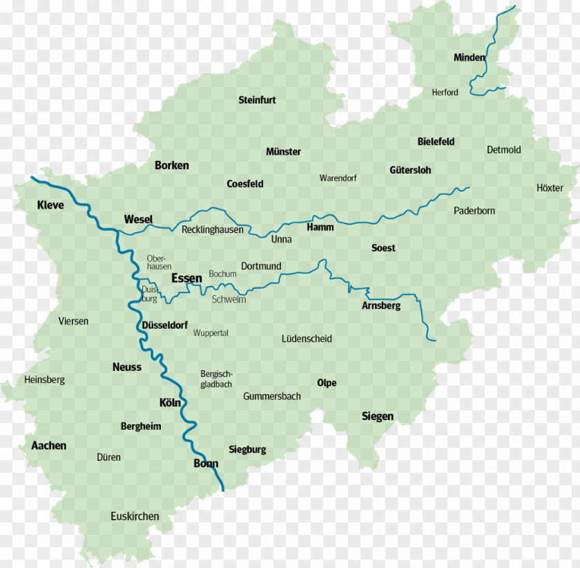 North Rhine-Westphalia Water Resources Ecoregion Map PNG