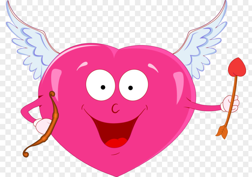 Red Heart Cupid Valentines Day Clip Art PNG