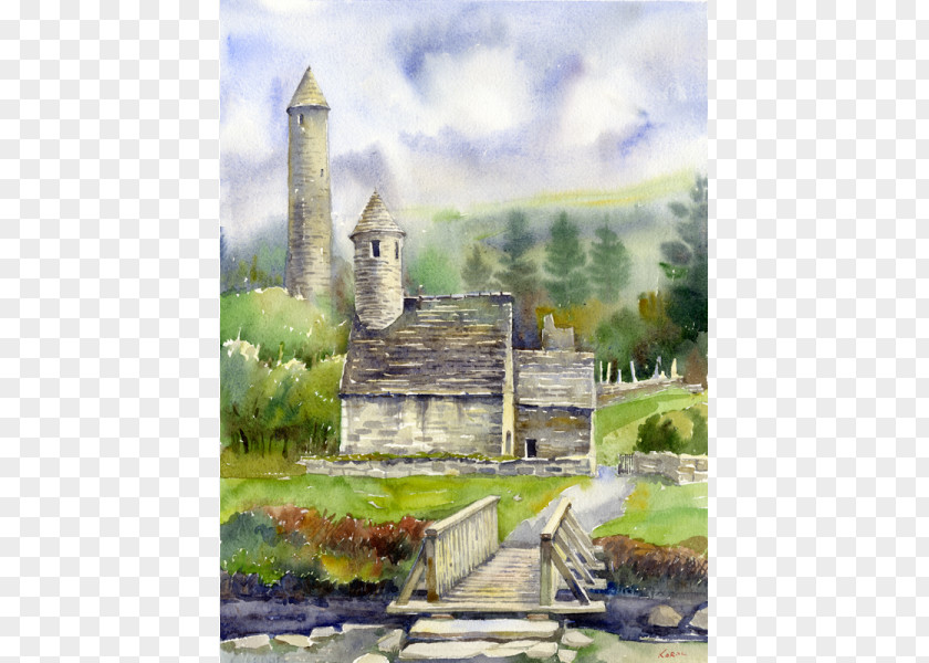 Painting Glendalough Wicklow Watercolor Art PNG