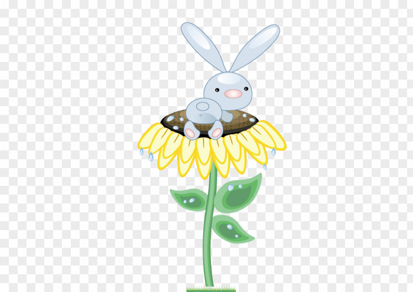 Vector Sunflower Rabbit Hare Common PNG