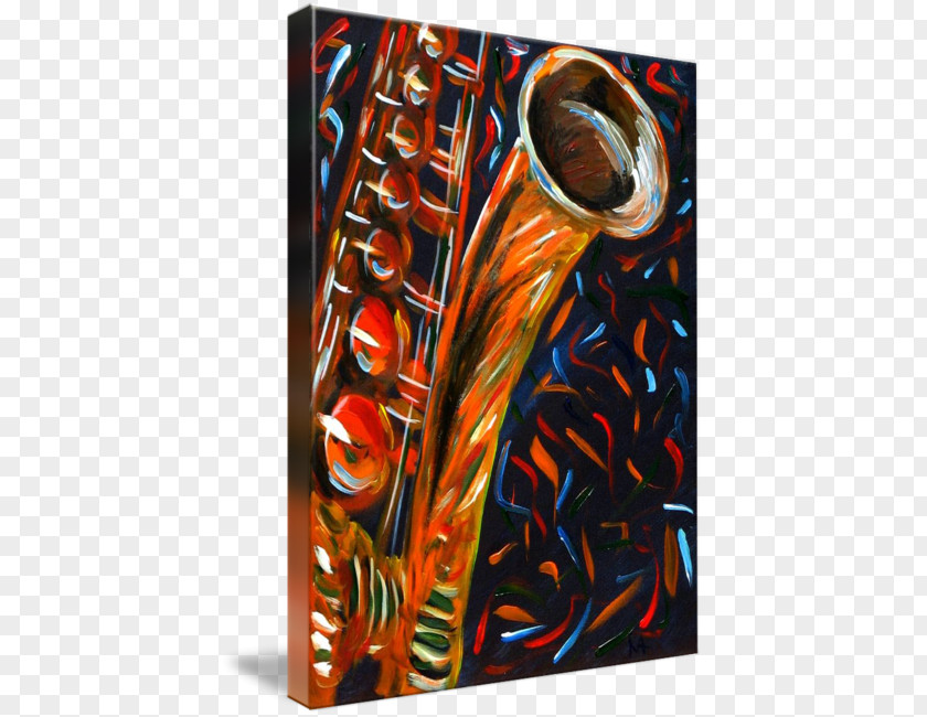 Watercolor Saxophone Acrylic Paint Painting Modern Art Canvas PNG