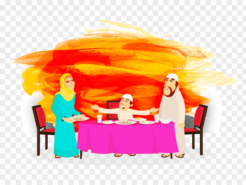 Vector Muslim Family Royalty-free Iftar Illustration PNG