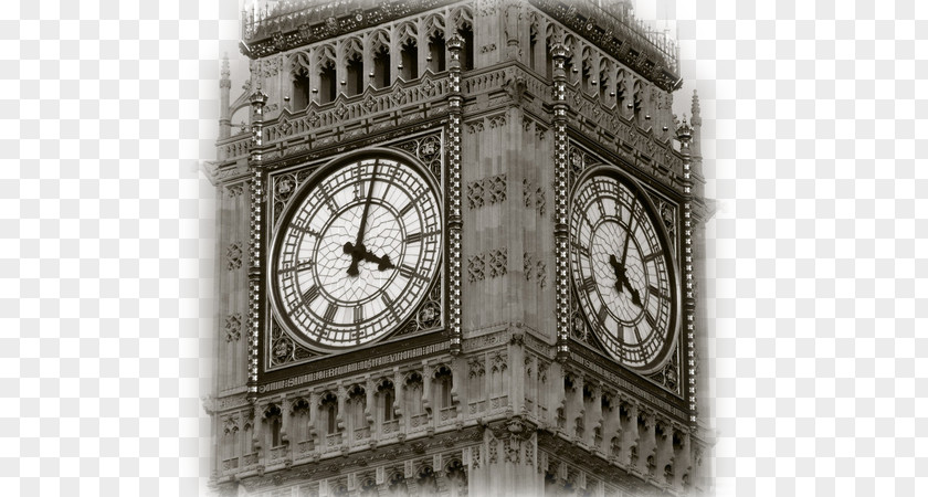 Big Ben Clock Tower Photography Black And White Landmark PNG