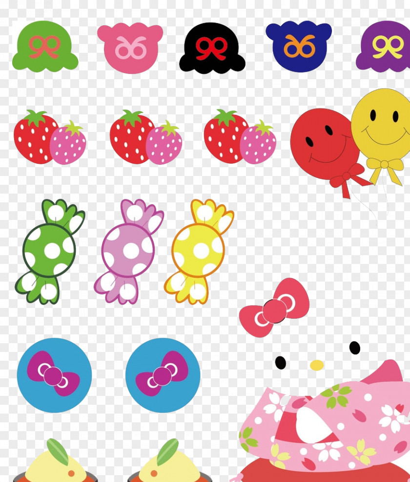Strawberry Kitten Balloon Material Hello Kitty Cartoon Clip Art PNG