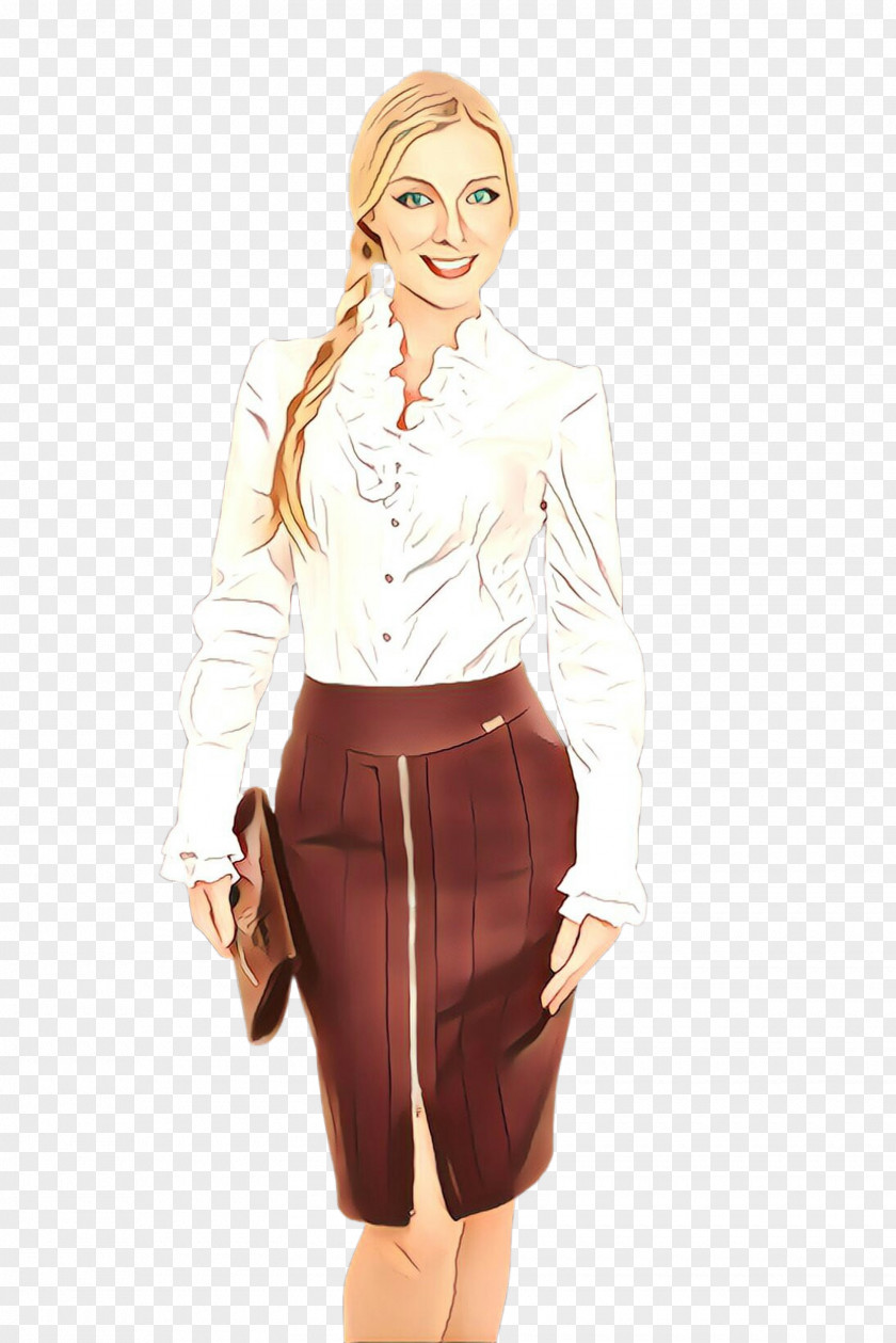 Beige Waist White Clothing Brown Standing Pencil Skirt PNG