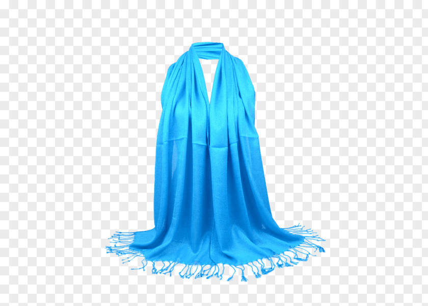 Blue Scarf Silk Neck Stole Product PNG