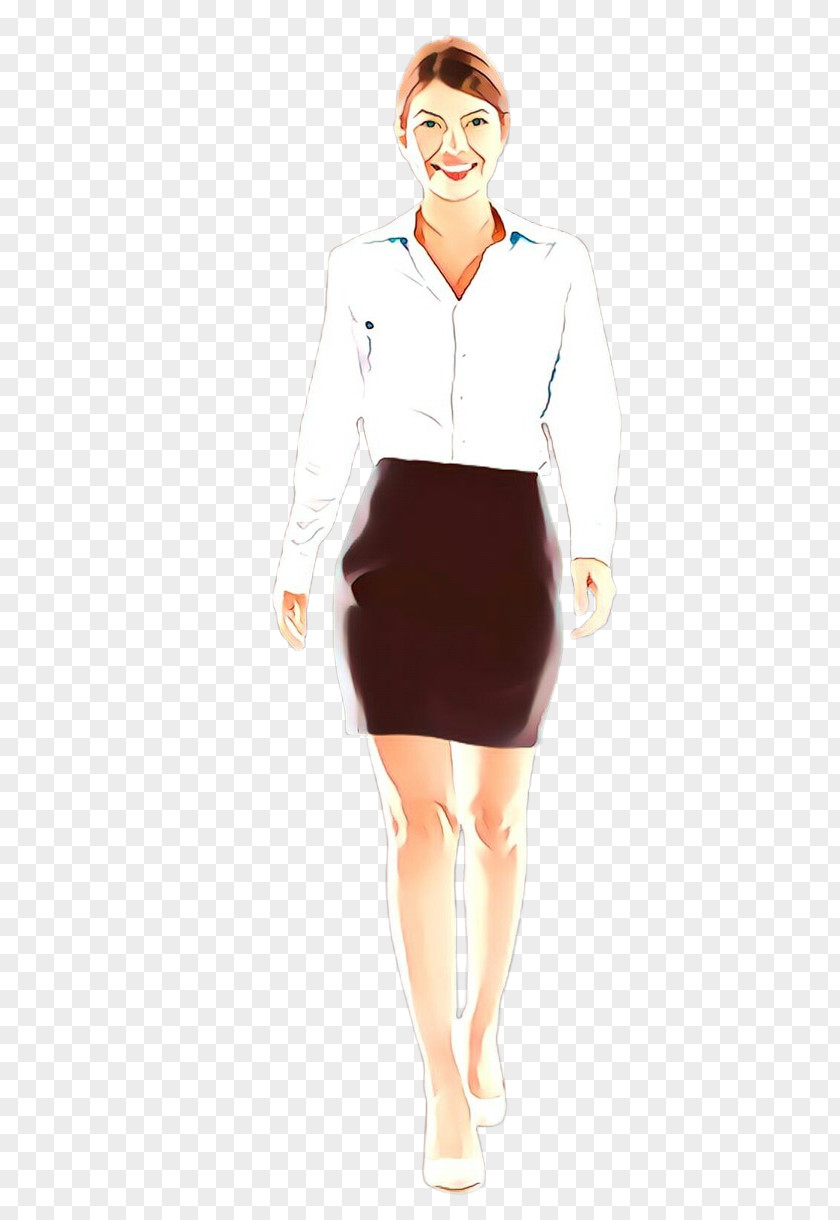 Dress Sleeve Clothing White Pencil Skirt Uniform Standing PNG